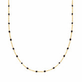 Urbanti Stainless Steel Hendrix Black BeadedNecklace Gold
