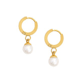 Urbanti Stainless Steel Honolulu Pearl Hoop Earrings Gold