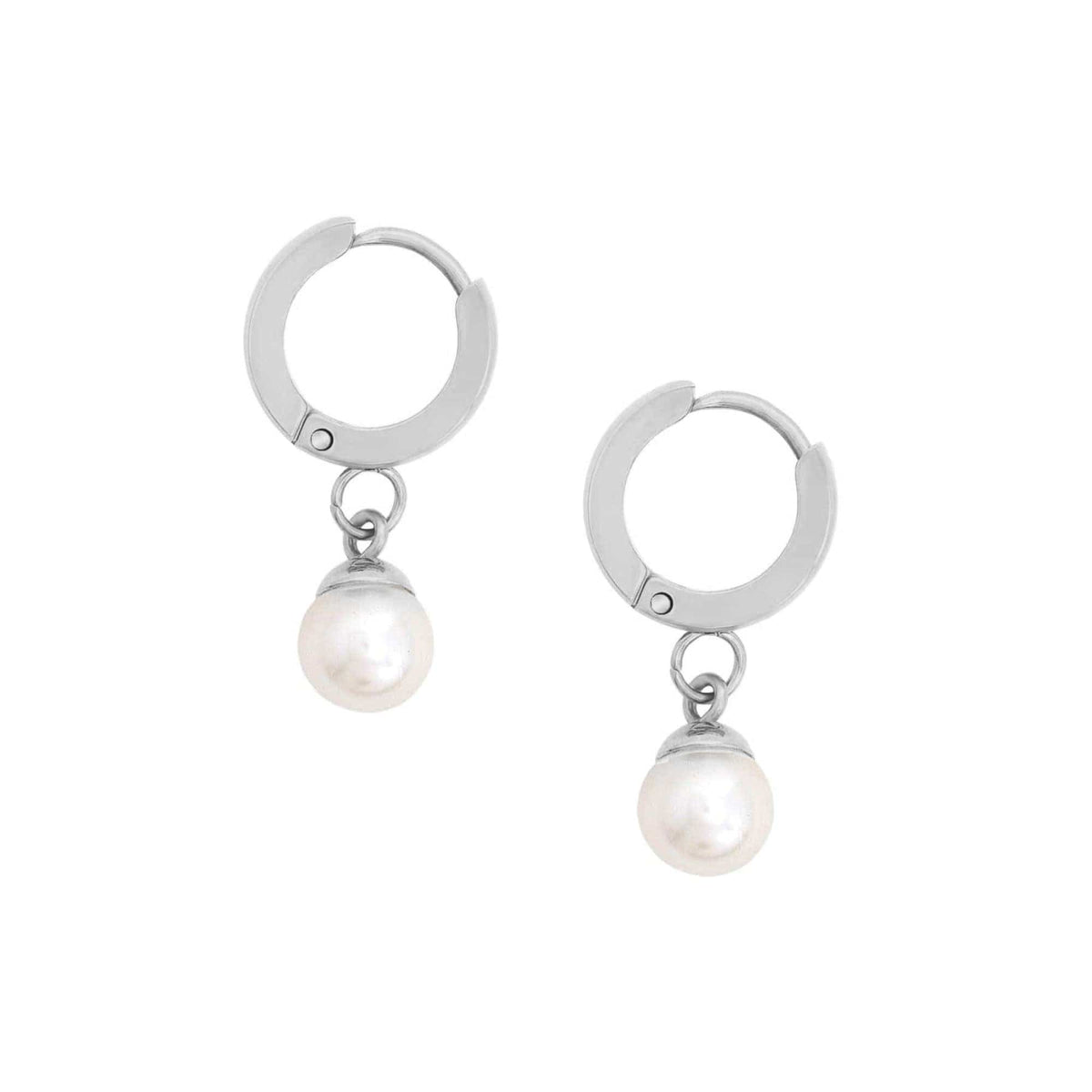 Urbanti Stainless Steel Honolulu Pearl Hoop Earrings