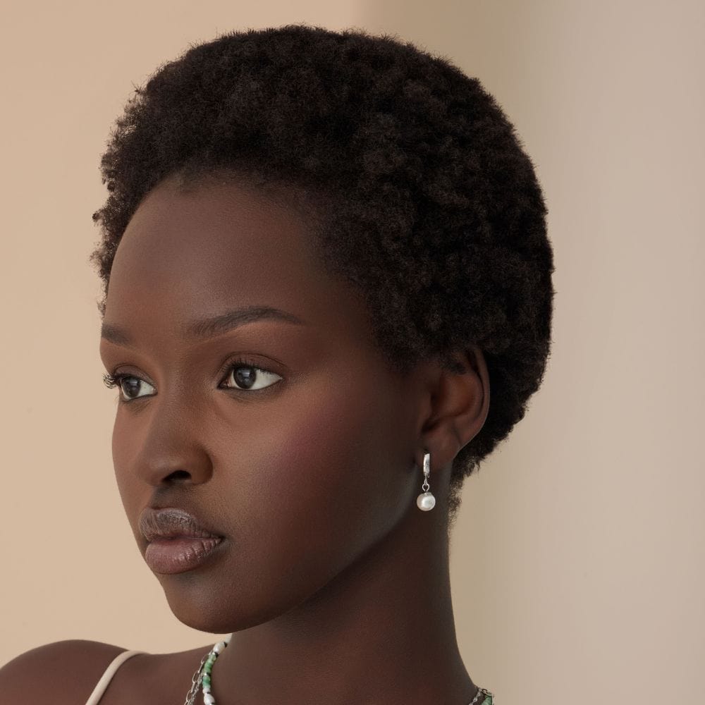 Urbanti Stainless Steel Honolulu Pearl Hoop Earrings