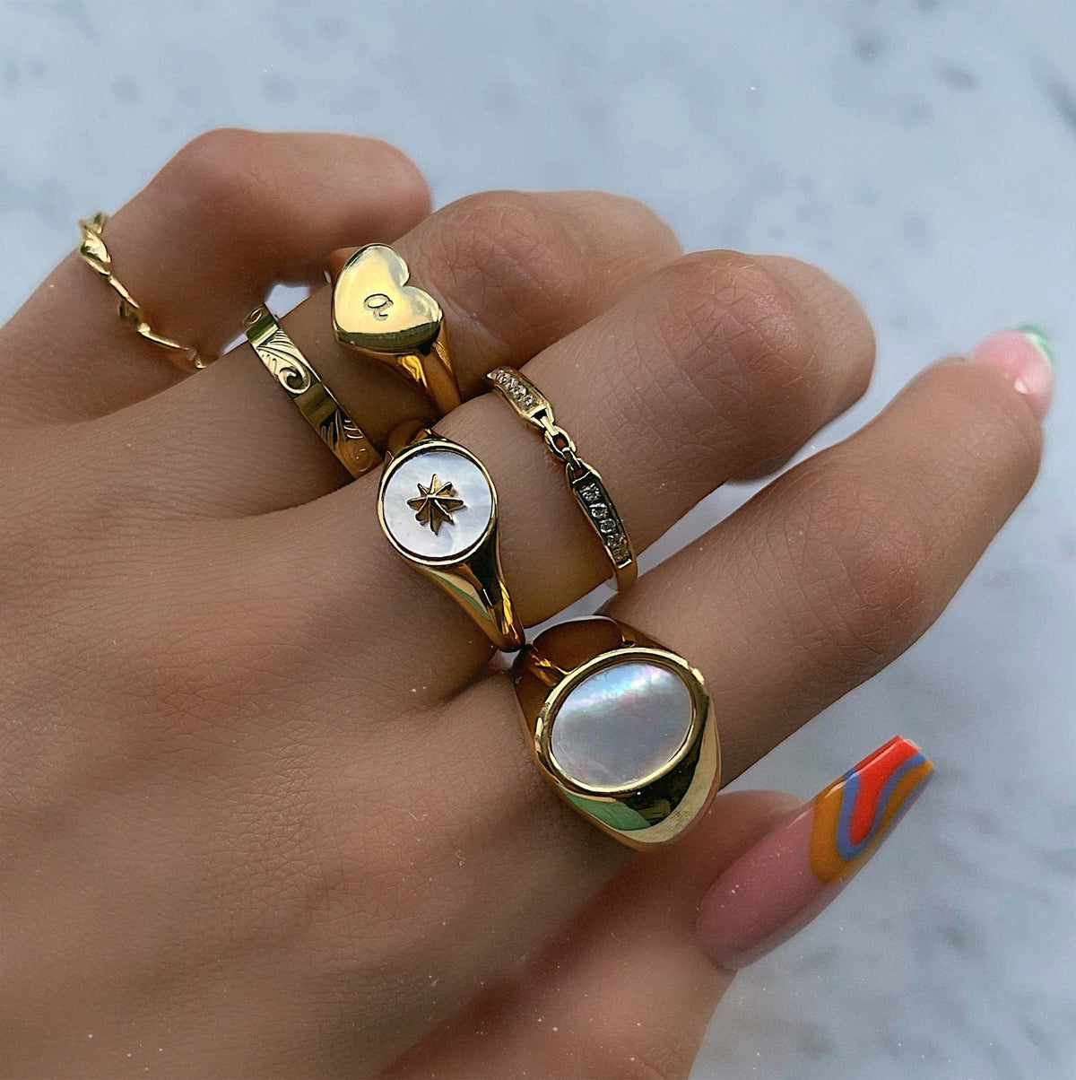 Urbanti Stainless Steel In My Heart Initial Signet Ring