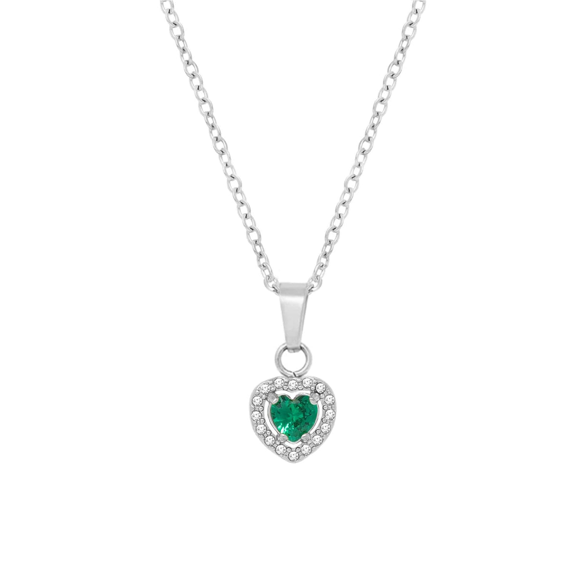 Urbanti Stainless Steel Infinity Heart Necklace Silver / Green