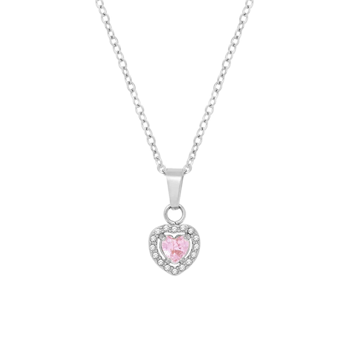 Urbanti Stainless Steel Infinity Heart Necklace Silver / Pink