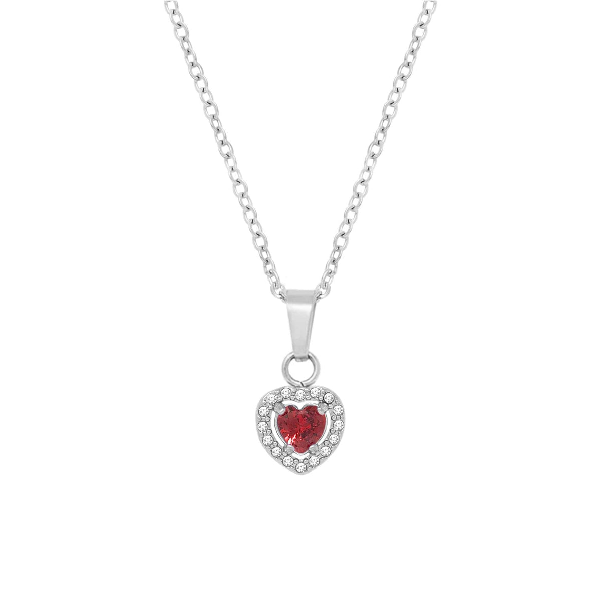 Urbanti Stainless Steel Infinity Heart Necklace Silver / Red