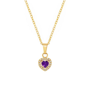 Urbanti Stainless Steel Infinity Heart Necklace Gold / Purple