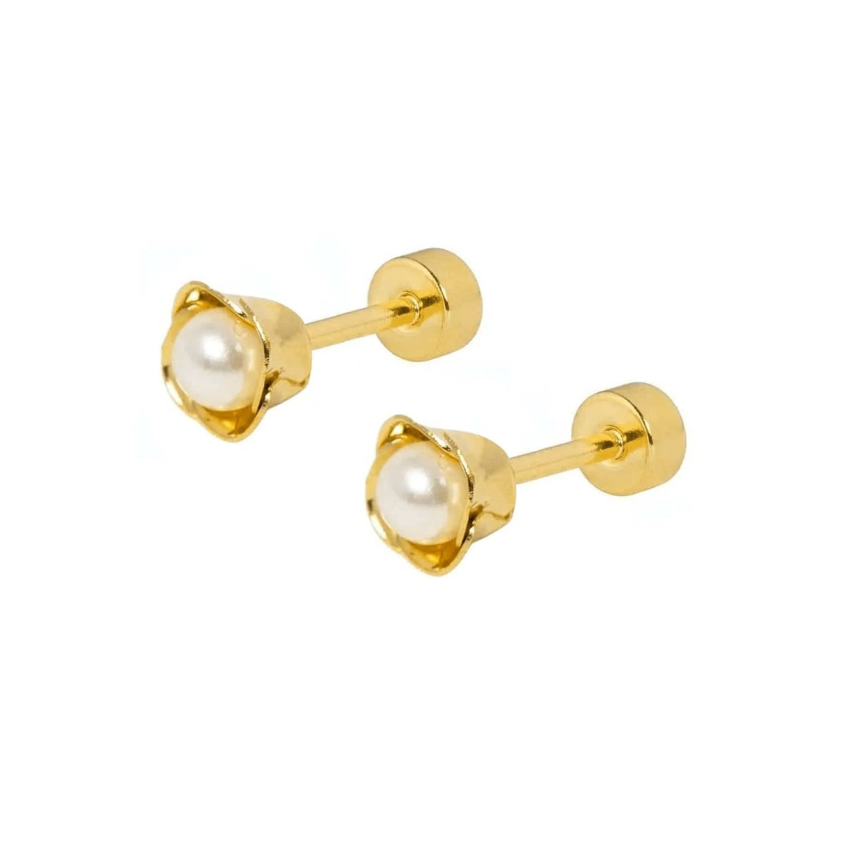 Urbanti Stainless Steel Island Pearl Stud Earrings Gold