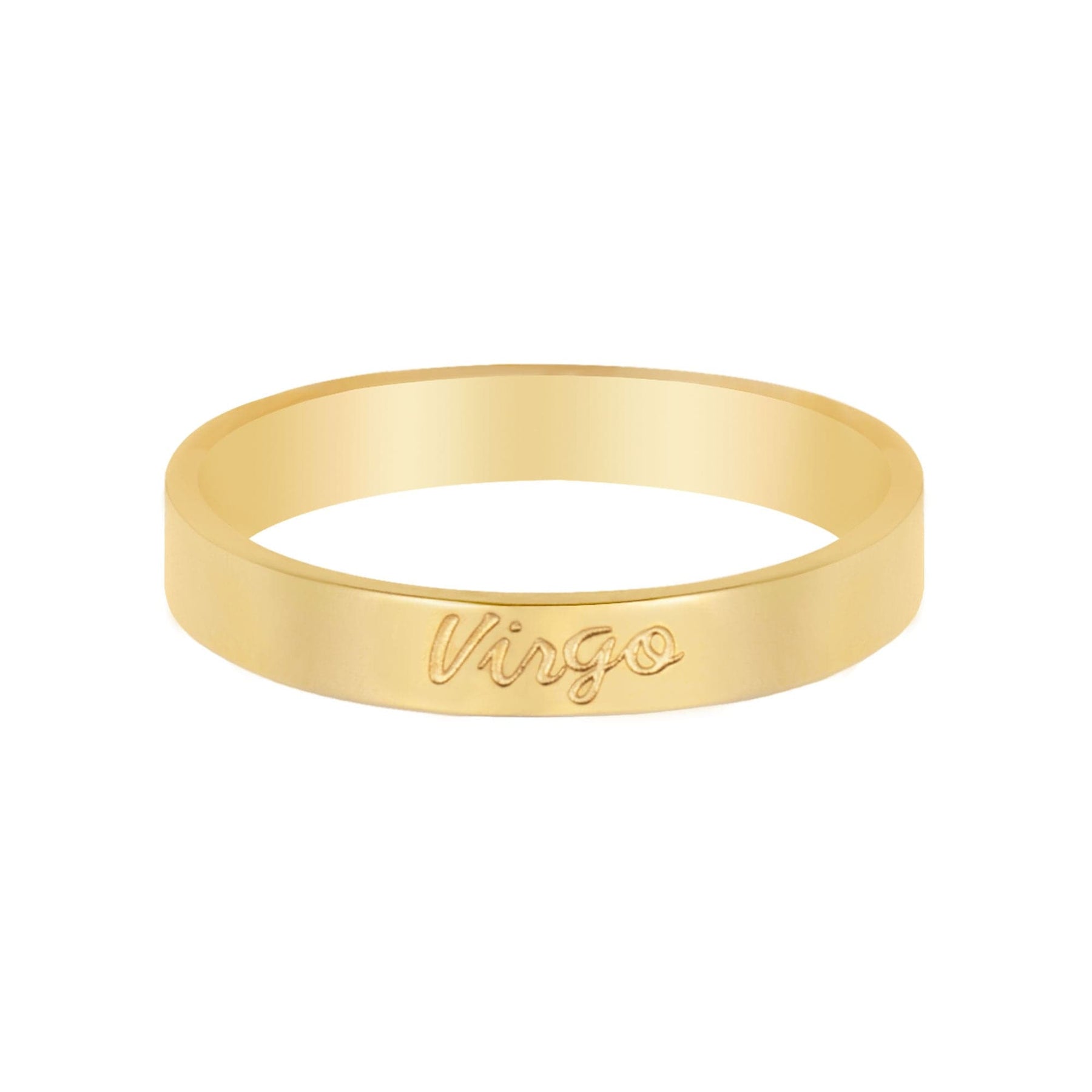 Urbanti Stainless Steel Italic Zodiac Ring Gold Virgo / US 4 / UK H / EUR 46 / (xxsmall)