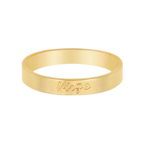 Urbanti Stainless Steel Italic Zodiac Ring Gold Virgo / US 4 / UK H / EUR 46 / (xxsmall)
