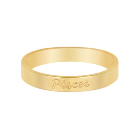 Urbanti Stainless Steel Italic Zodiac Ring Gold Pisces / US 4 / UK H / EUR 46 / (xxsmall)