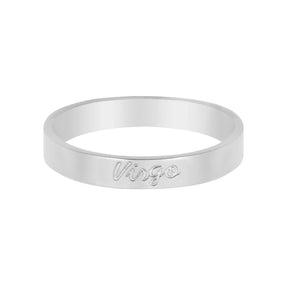 Urbanti Stainless Steel Italic Zodiac Ring Silver