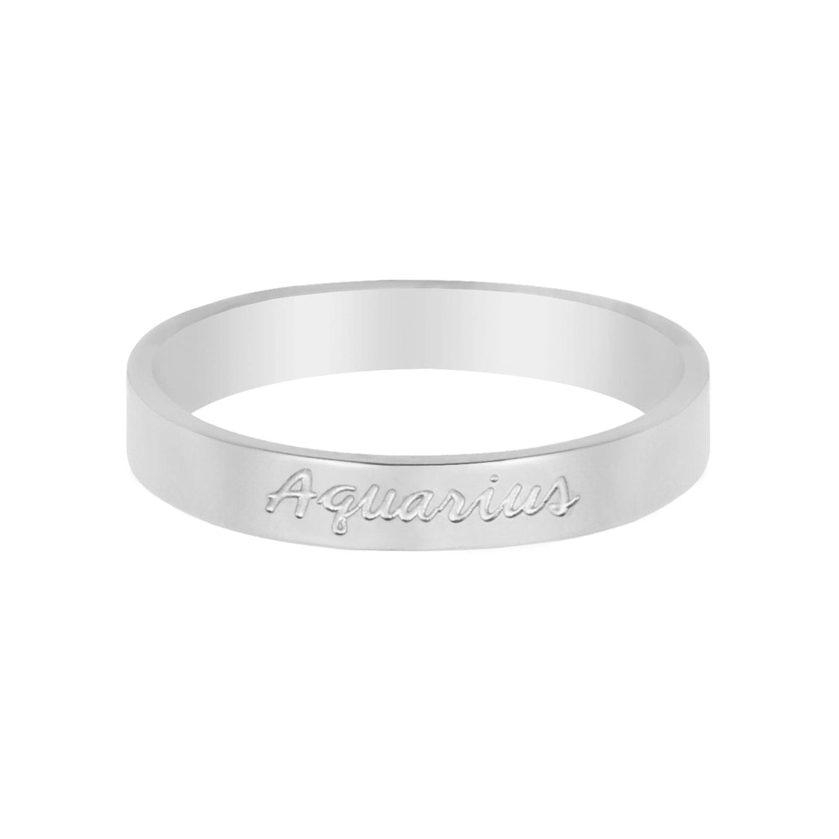 Urbanti Stainless Steel Italic Zodiac Ring Silver Aquarius / US 4 / UK H / EUR 46 / (xxsmall)