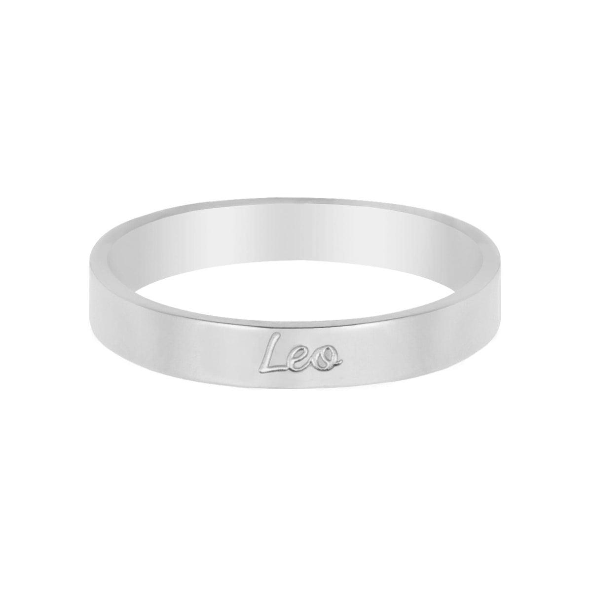 Urbanti Stainless Steel Italic Zodiac Ring Silver Leo / US 4 / UK H / EUR 46 / (xxsmall)