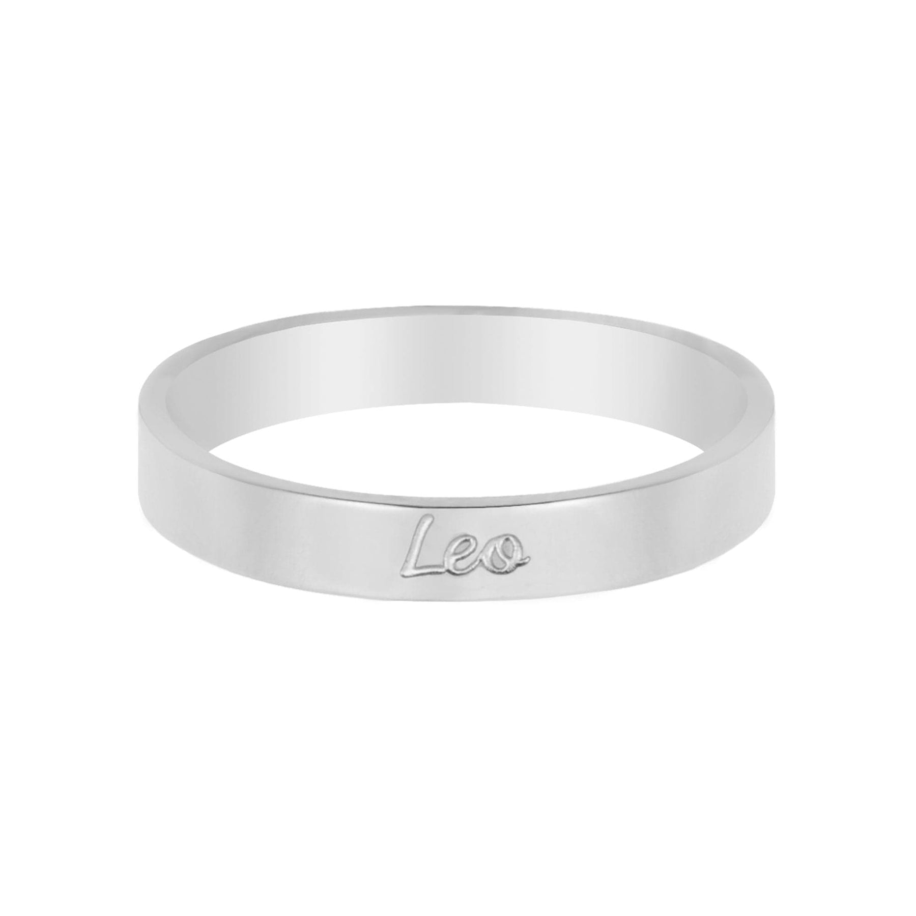 Urbanti Stainless Steel Italic Zodiac Ring Silver Leo / US 4 / UK H / EUR 46 / (xxsmall)