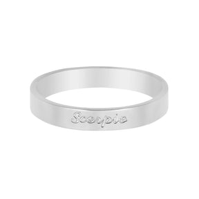 Urbanti Stainless Steel Italic Zodiac Ring Silver Scorpio / US 4 / UK H / EUR 46 / (xxsmall)