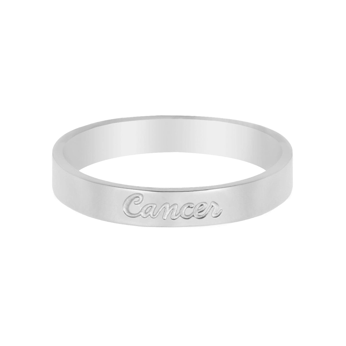 Urbanti Stainless Steel Italic Zodiac Ring Silver Cancer / US 4 / UK H / EUR 46 / (xxsmall)