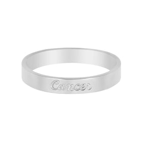 Urbanti Stainless Steel Italic Zodiac Ring Silver Cancer / US 4 / UK H / EUR 46 / (xxsmall)