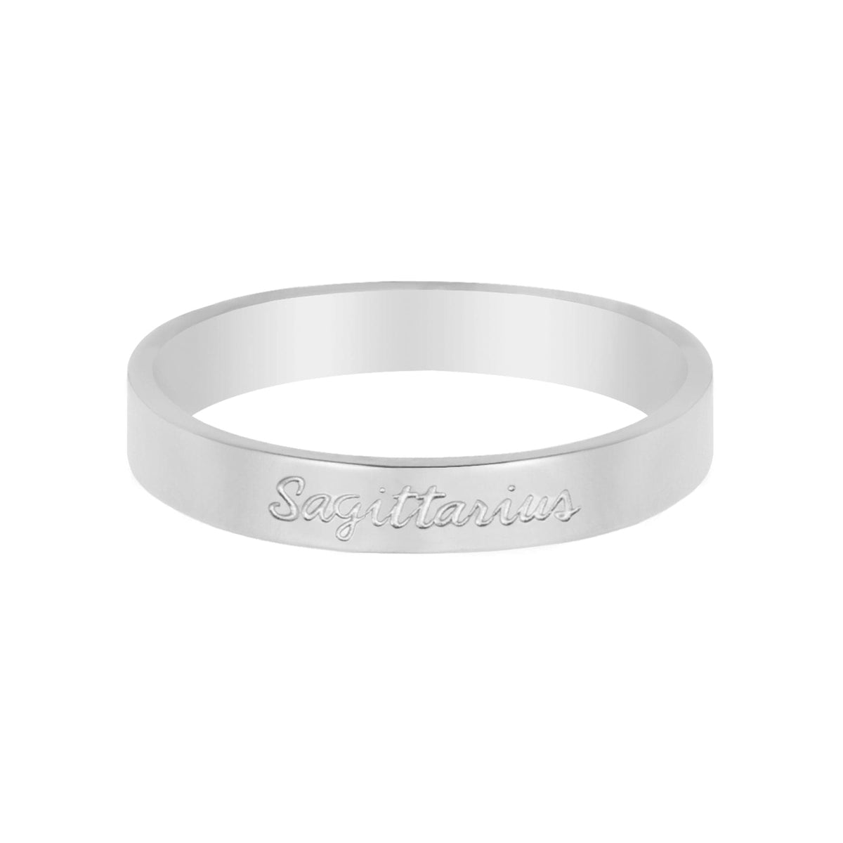 Urbanti Stainless Steel Italic Zodiac Ring Silver Sagittarius / US 4 / UK H / EUR 46 / (xxsmall)