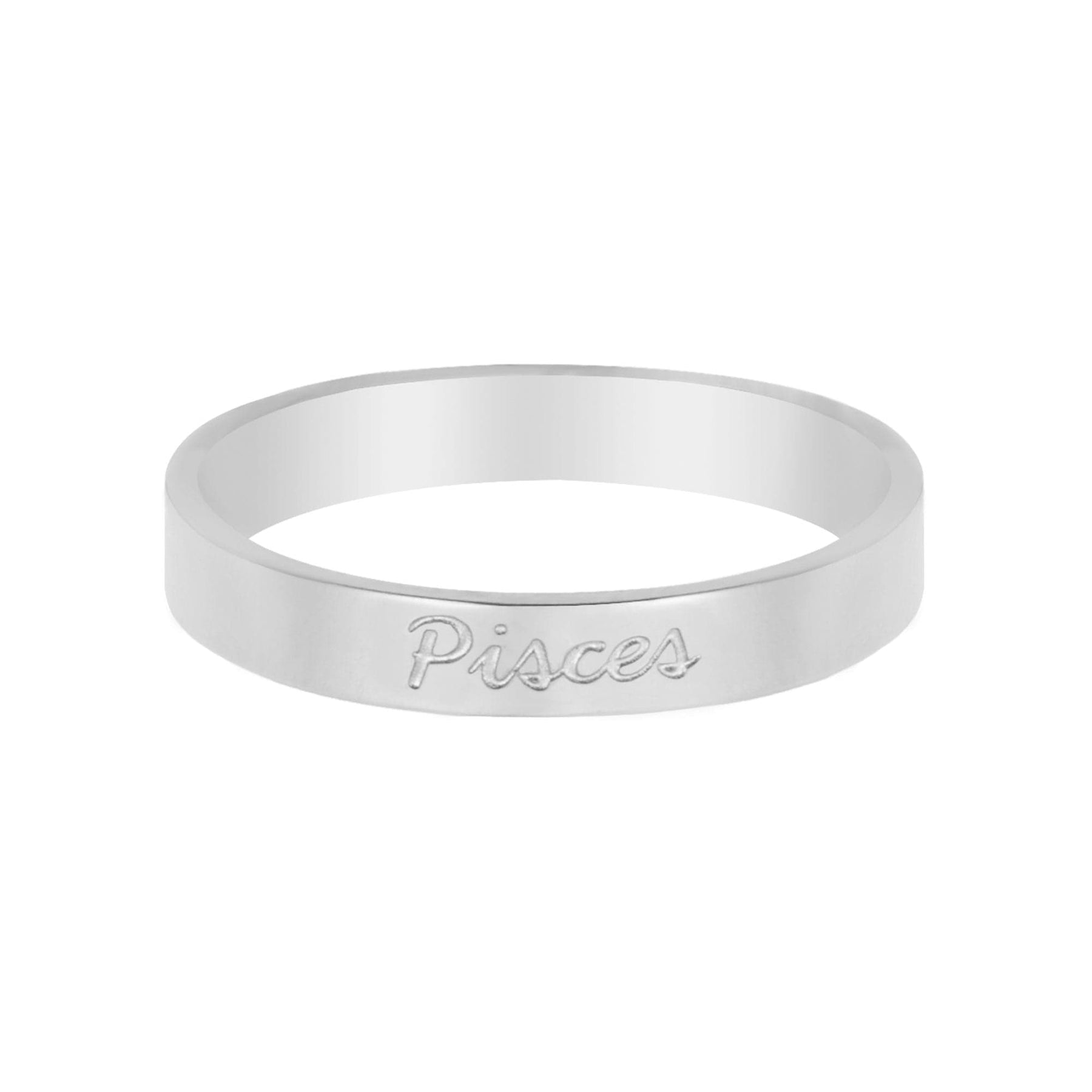 Urbanti Stainless Steel Italic Zodiac Ring Silver Pisces / US 4 / UK H / EUR 46 / (xxsmall)