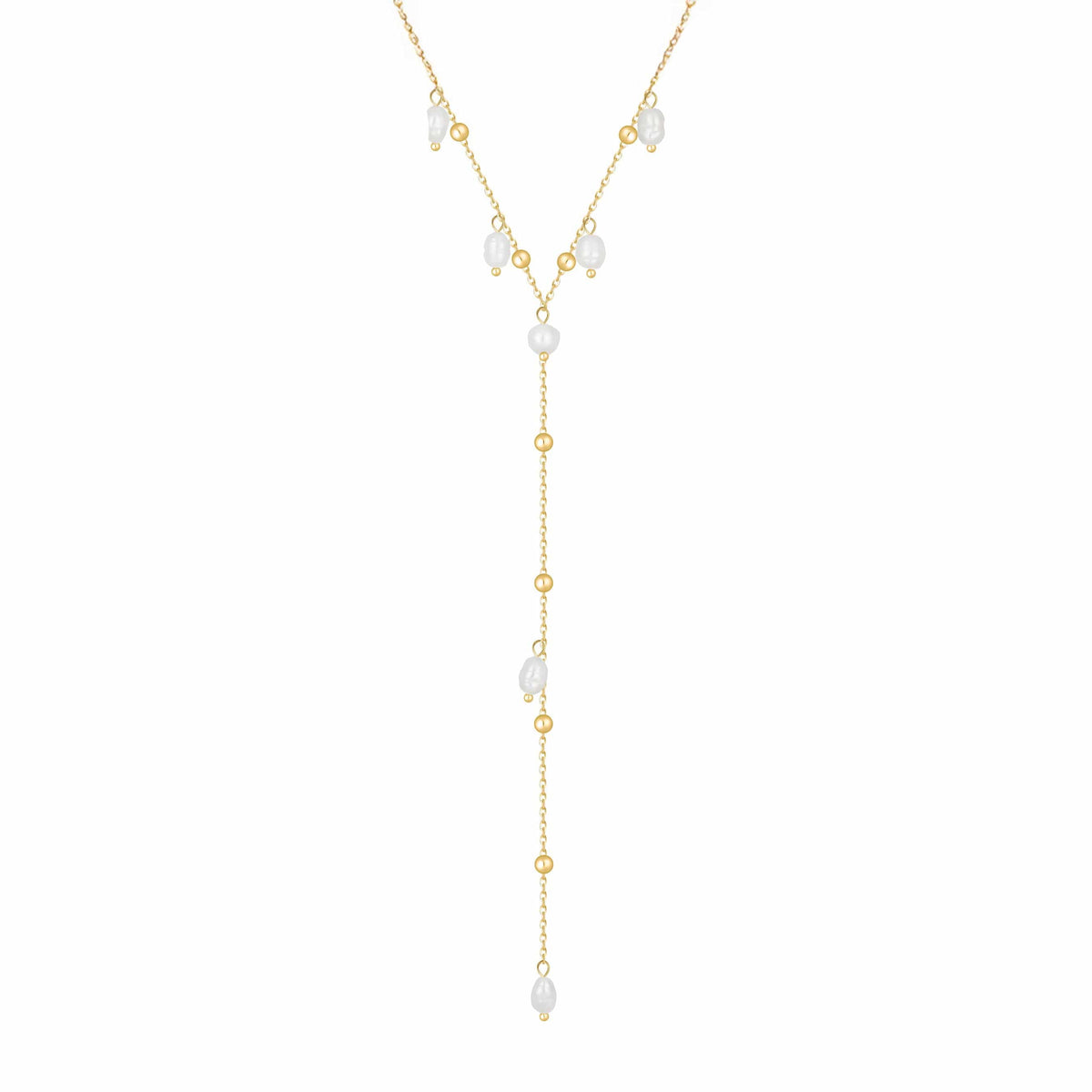 Urbanti Stainless Steel Ivie Pearl Lariat Necklace