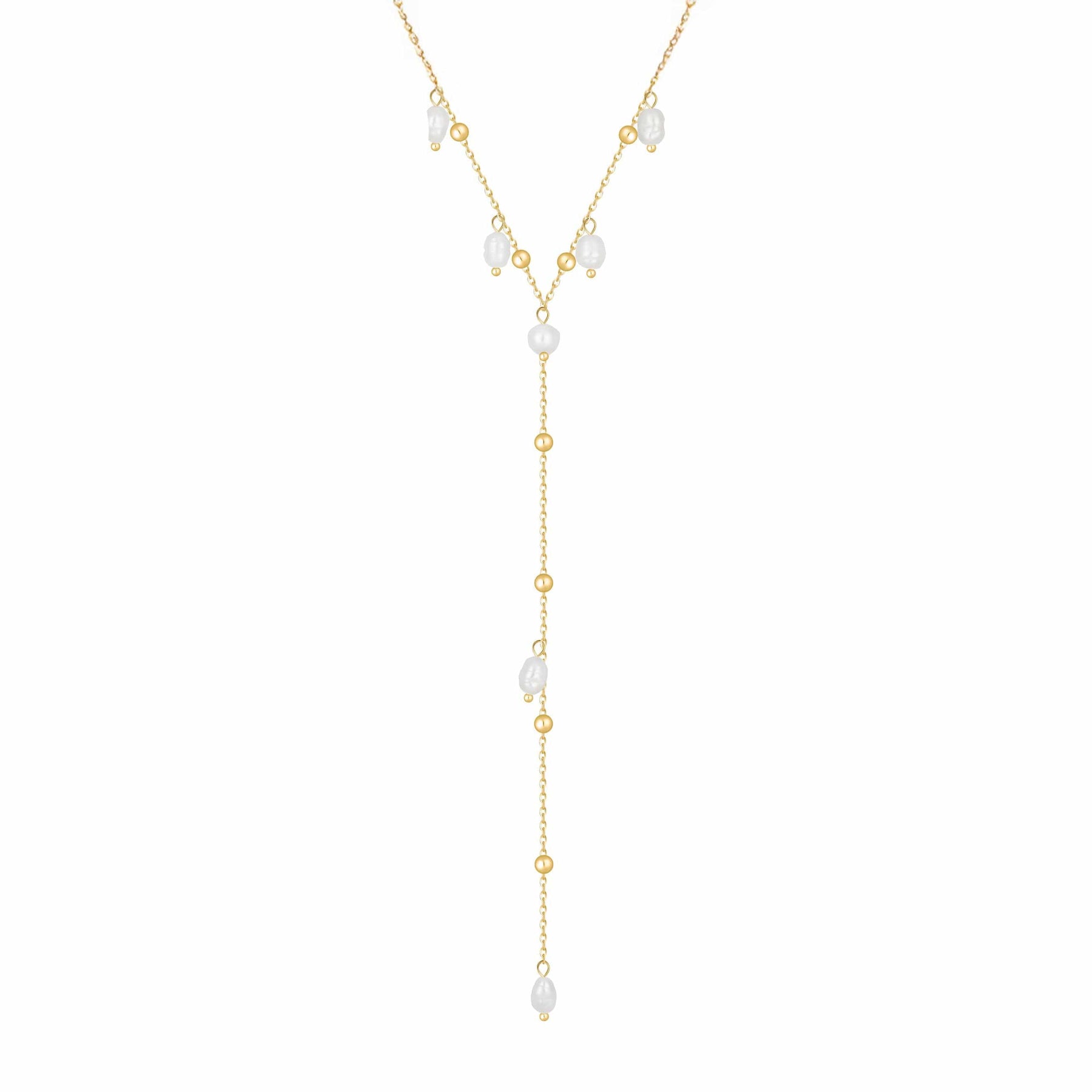Urbanti Stainless Steel Ivie Pearl Lariat Necklace