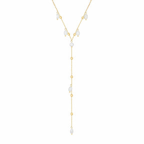 Urbanti Stainless Steel Ivie Pearl Lariat Necklace