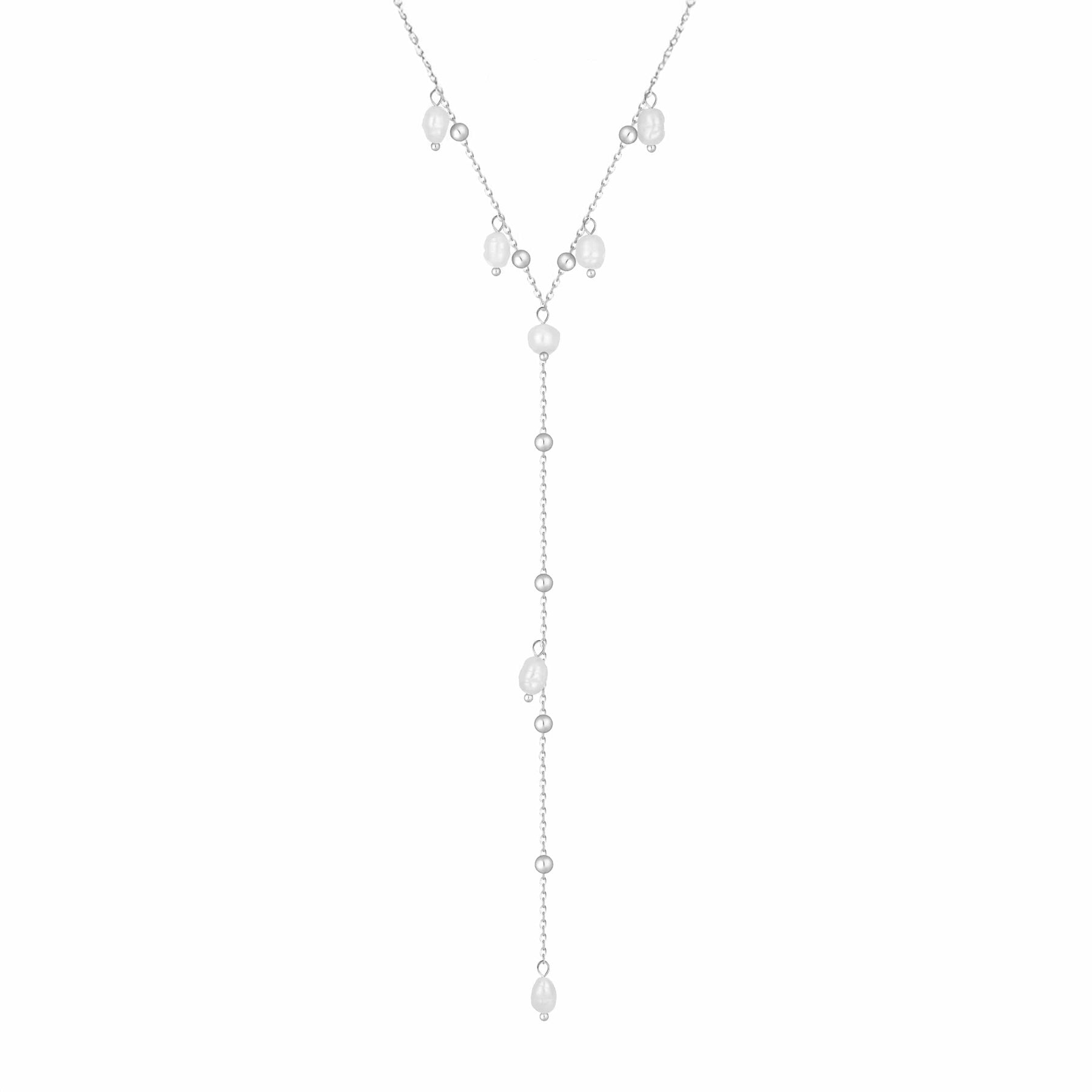 Urbanti Stainless Steel Ivie Pearl Lariat Necklace