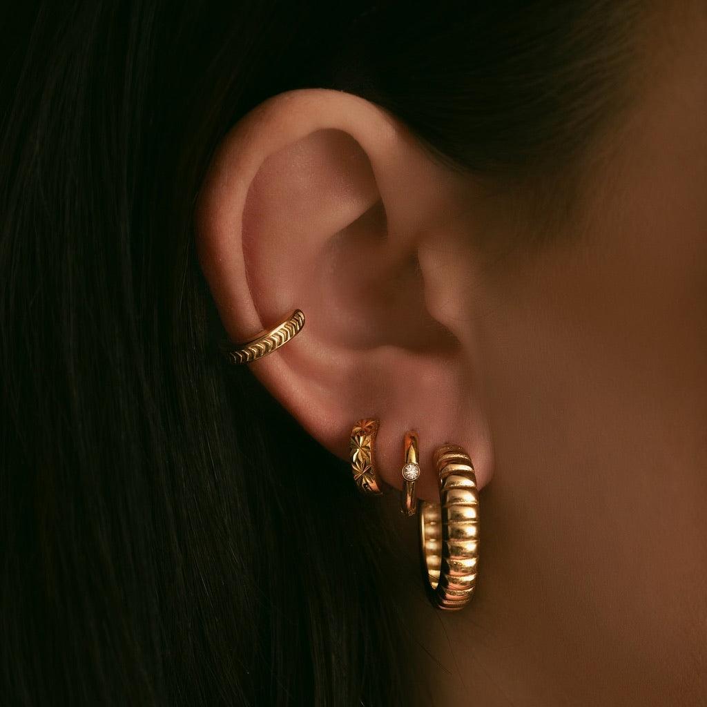 Urbanti Stainless Steel Jagger Huggie Hoop Earrings