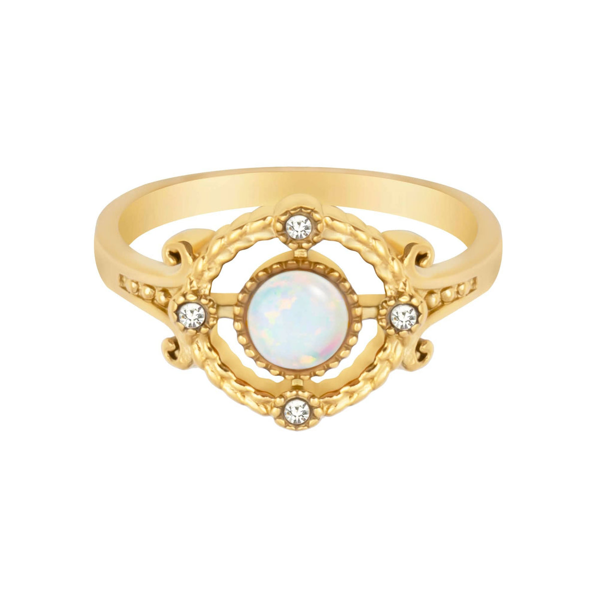 Urbanti Stainless Steel Jolie Opal Ring Gold / US 4 / UK H / EUR 46 / (xxsmall)
