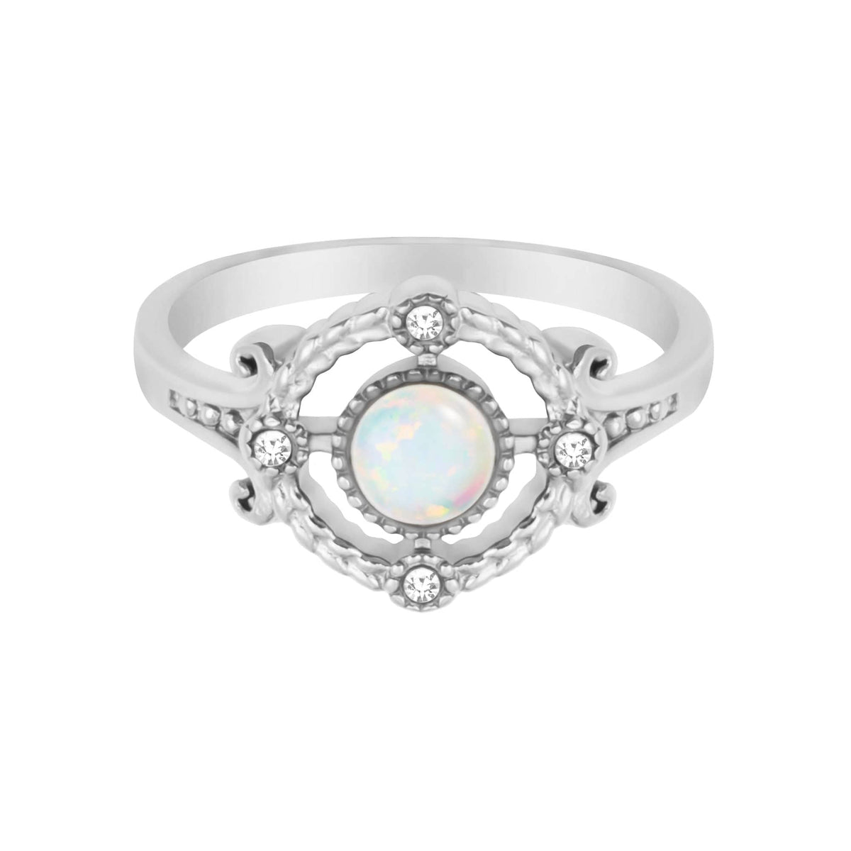 Urbanti Stainless Steel Jolie Opal Ring Silver / US 4 / UK H / EUR 46 / (xxsmall)