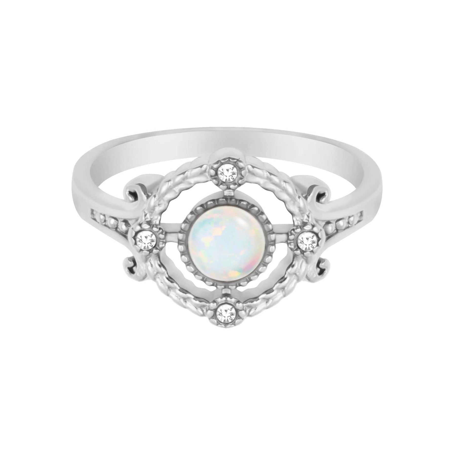 Urbanti Stainless Steel Jolie Opal Ring Silver / US 4 / UK H / EUR 46 / (xxsmall)