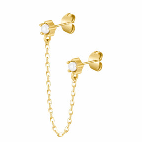Urbanti Stainless Steel Kendall Double Pearl Earrings