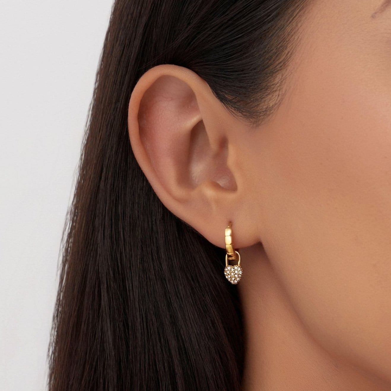 Urbanti Stainless Steel Lacey Heart Hoop Earrings