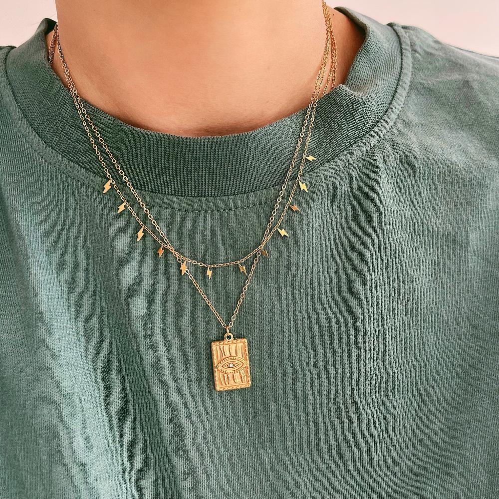 Urbanti Stainless Steel Lightning Bolt Necklace