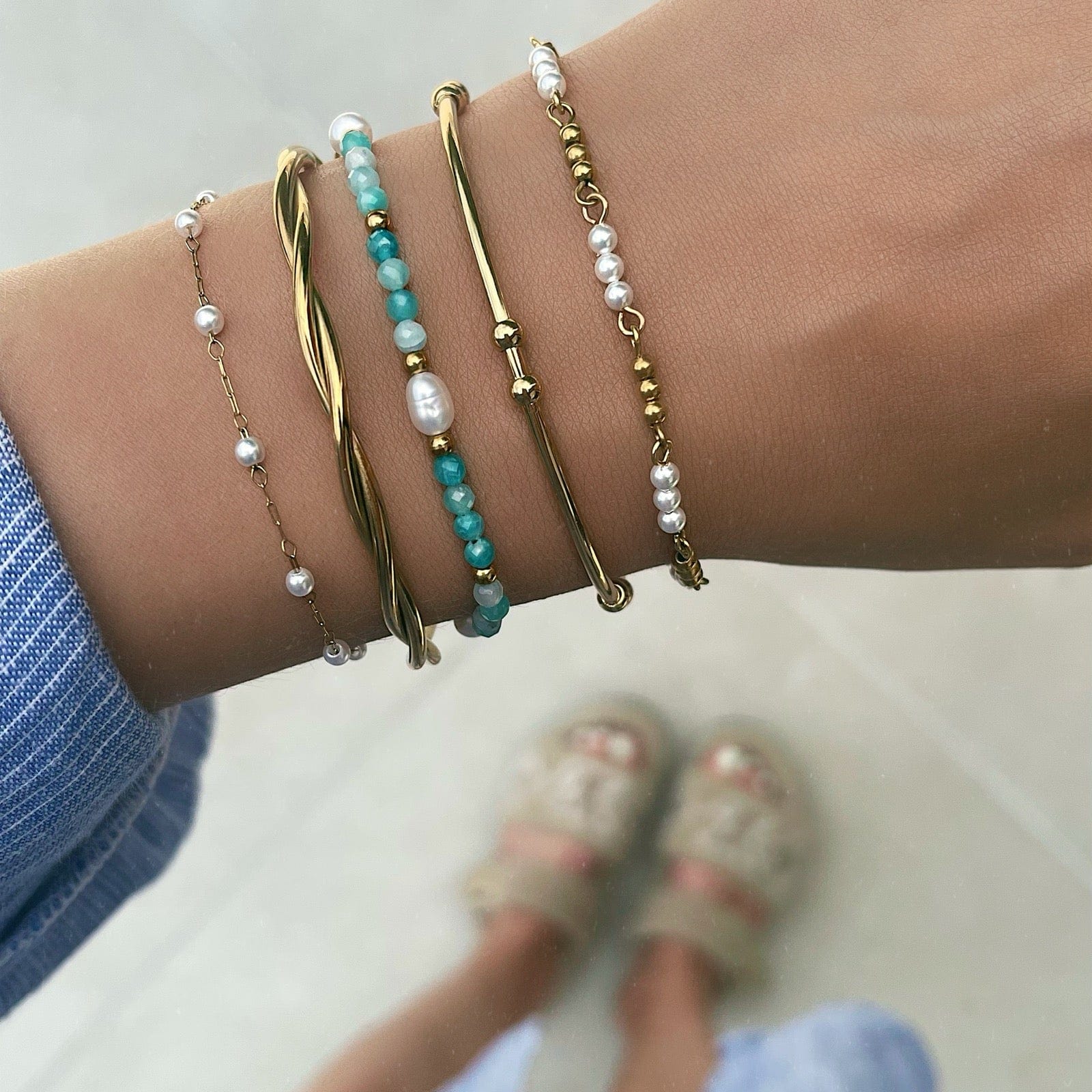 Urbanti Stainless Steel Lila Pearl Bracelet