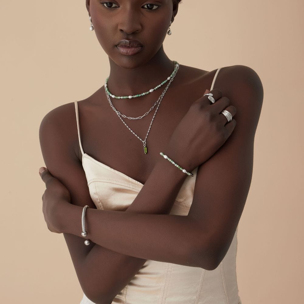 Urbanti Stainless Steel Lila Pearl Bracelet