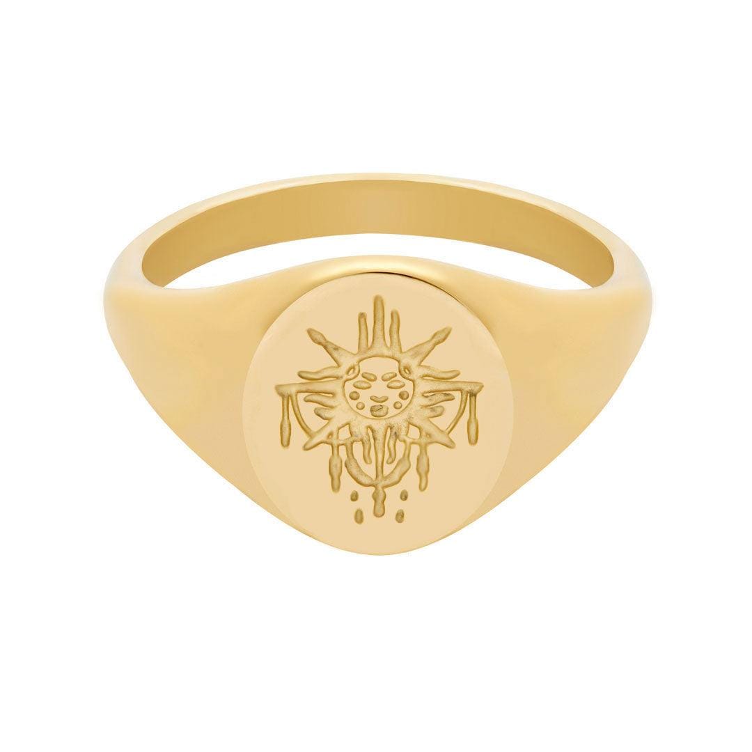 Urbanti Stainless Steel Live By The Sun Signet Ring Gold / US 5 / UK J / EUR 49 (x small)