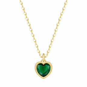 Urbanti Stainless Steel Love Heart Birthstone Necklace