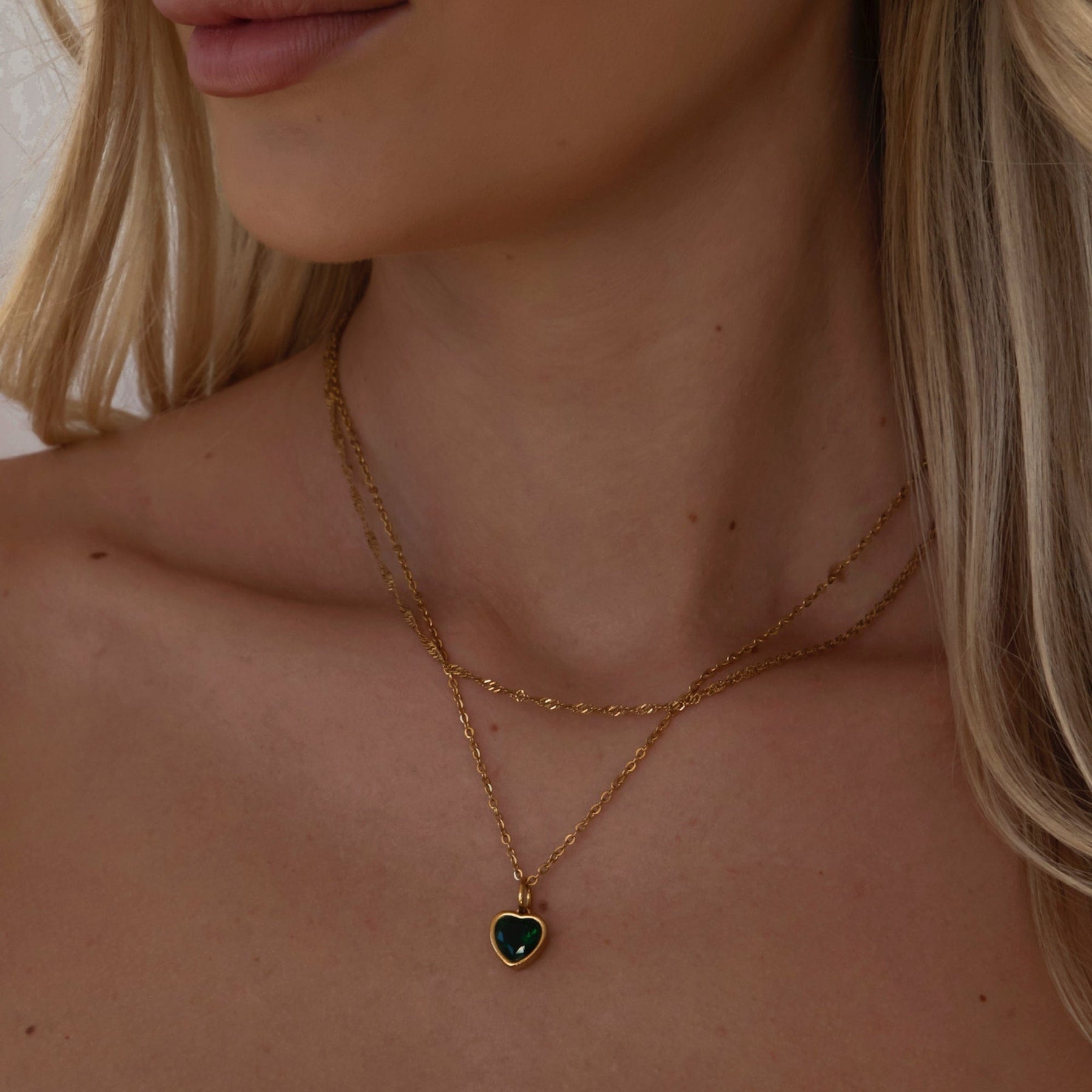 Urbanti Stainless Steel Love Heart Birthstone Necklace