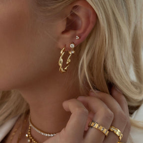 Urbanti Stainless Steel Lumen Stud Earrings Gold