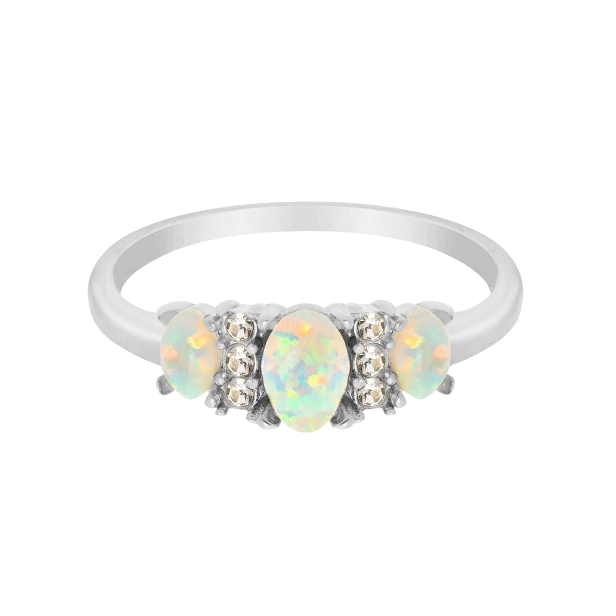 Urbanti Stainless Steel Lumi Opal Ring Silver / US 6 / UK L / EUR 51 (small)
