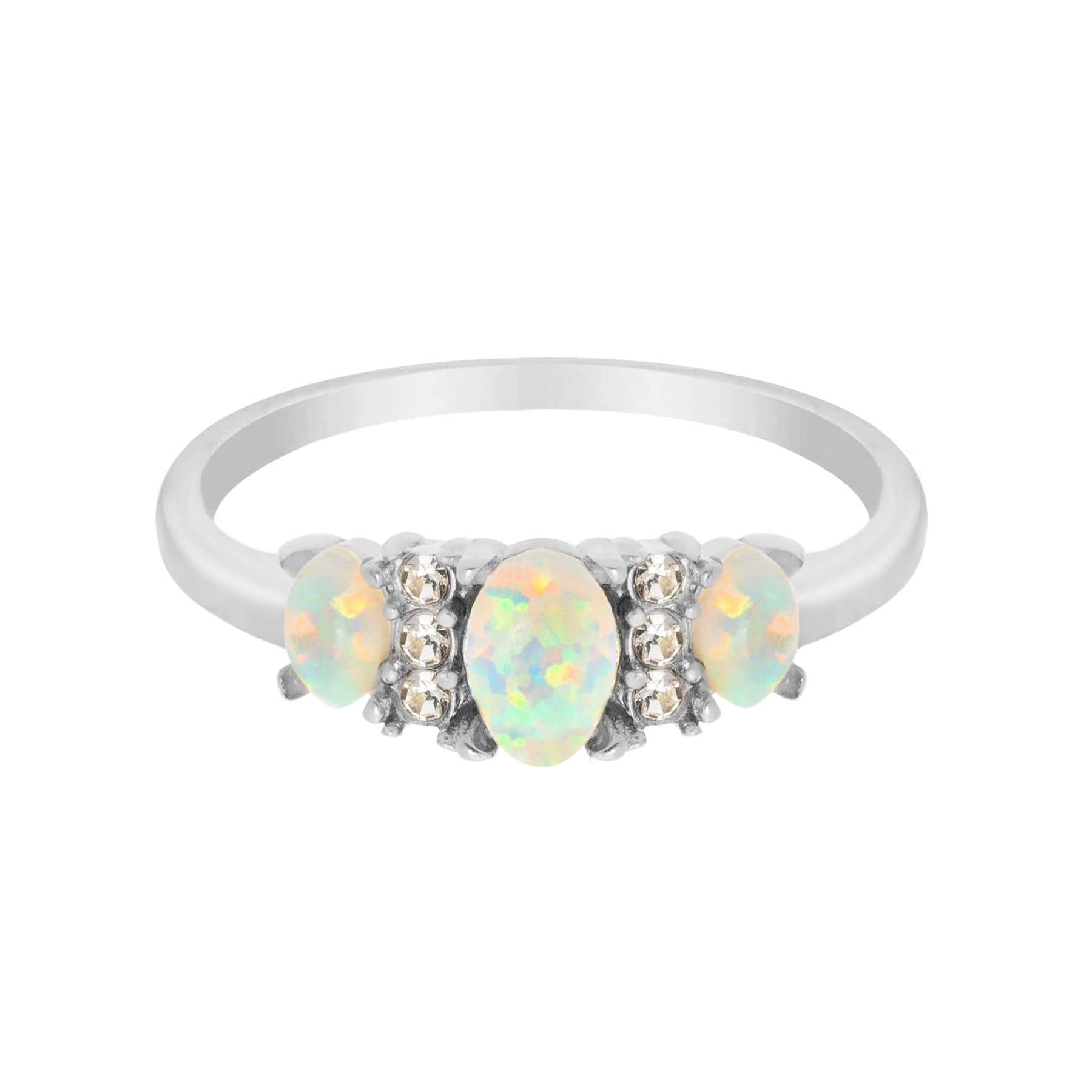 Urbanti Stainless Steel Lumi Opal Ring Silver / US 6 / UK L / EUR 51 (small)