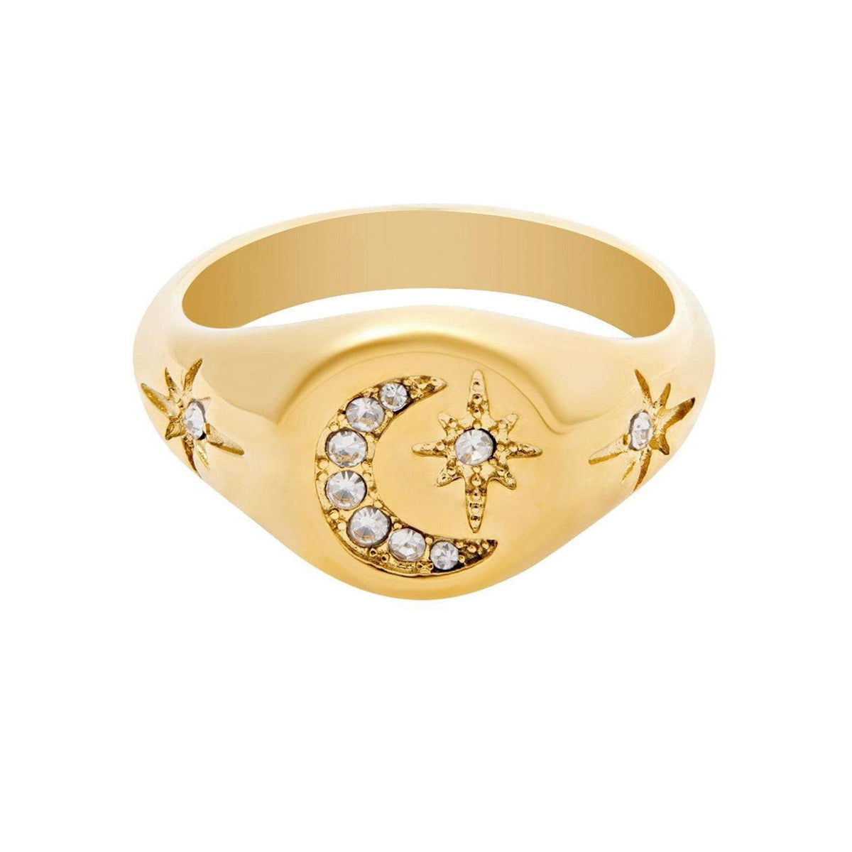 Urbanti Stainless Steel Luna Signet Ring Gold / US 6 / UK L / EUR 51 (small)