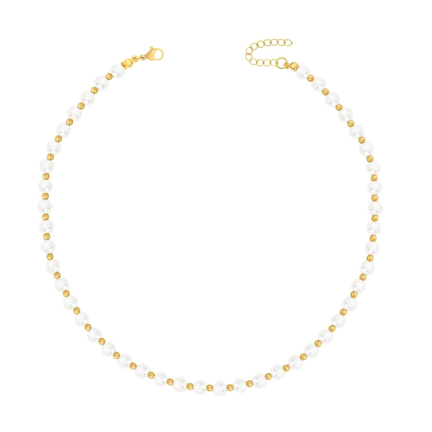 Urbanti Stainless Steel Macy Pearl Necklace Gold