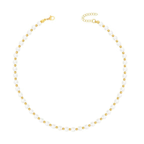 Urbanti Stainless Steel Macy Pearl Necklace Gold
