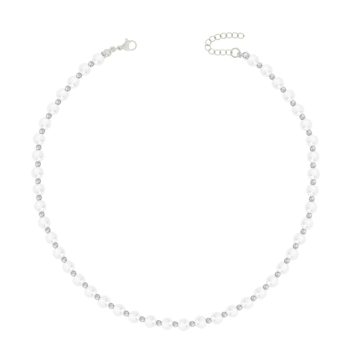 Urbanti Stainless Steel Macy Pearl Necklace Silver