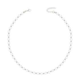 Urbanti Stainless Steel Macy Pearl Necklace Silver
