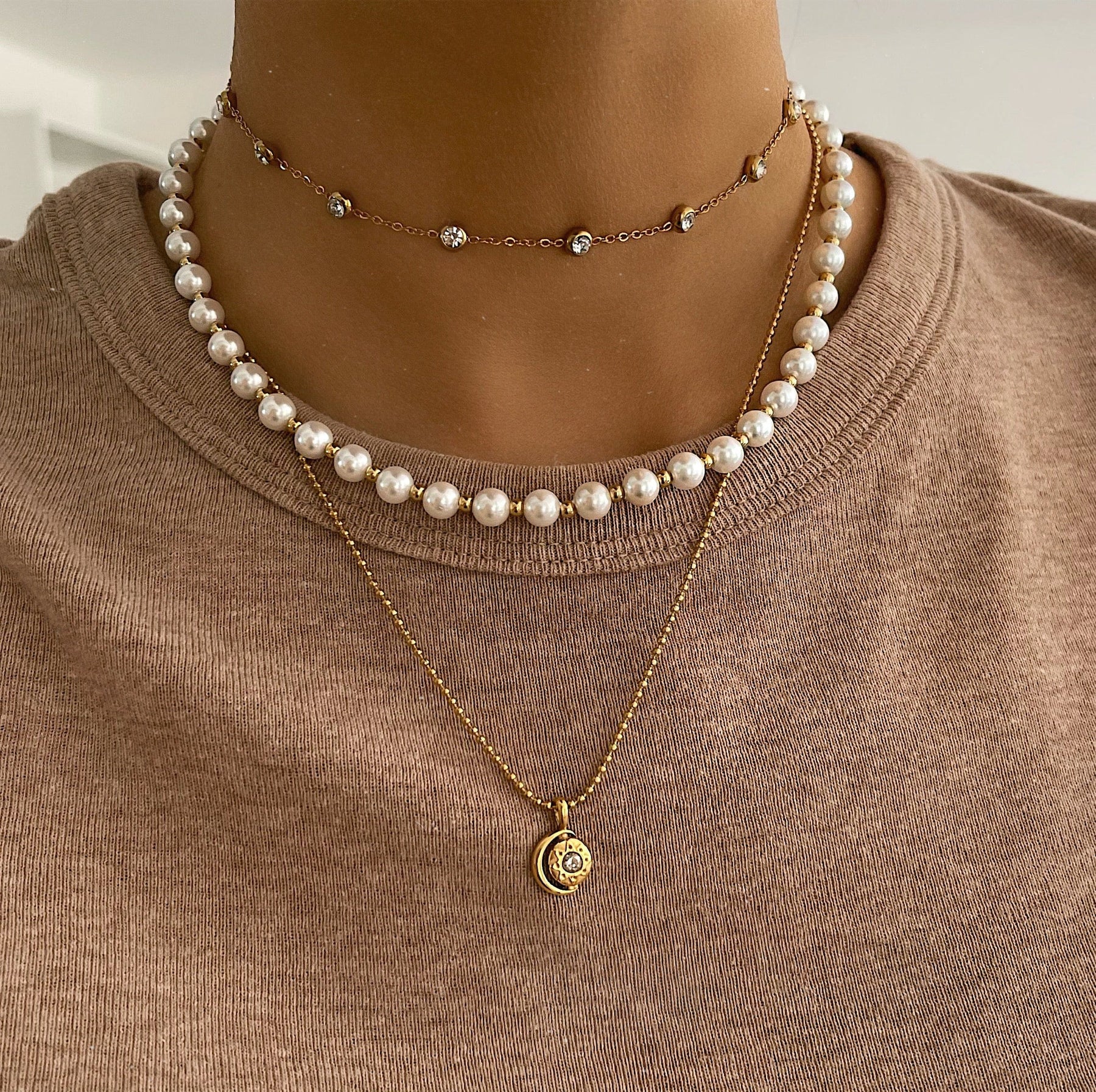 Urbanti Stainless Steel Macy Pearl Necklace
