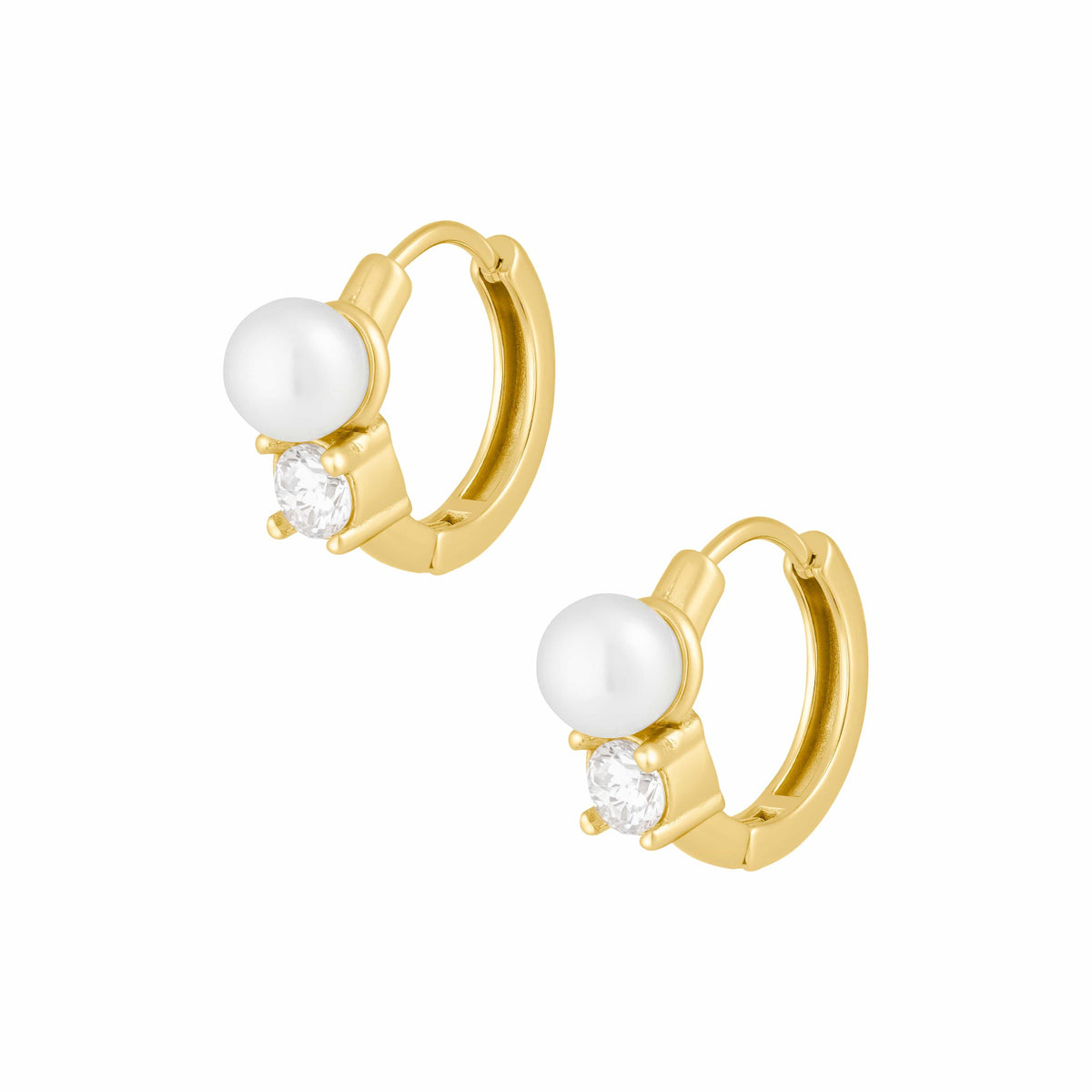 Urbanti Stainless Steel Madeline Pearl Hoop Earrings