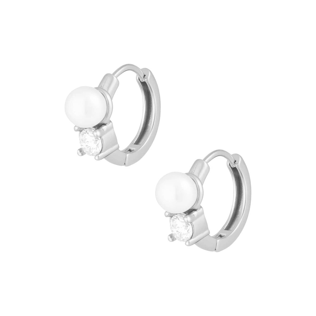 Urbanti Stainless Steel Madeline Pearl Hoop Earrings