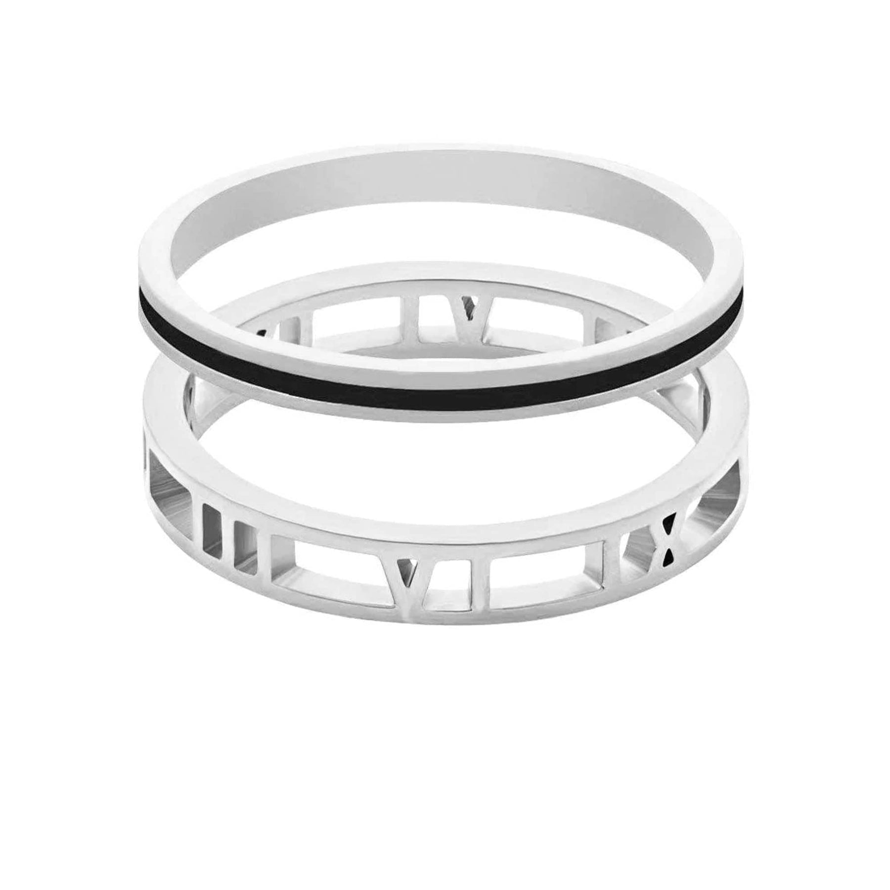 Urbanti Stainless Steel Madison Ring Pair Silver / US 5 / UK J / EUR 49 (x small)